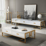 Jocise 71" Modern Jocise White & Gold TV Stand 3 Drawers Media Console