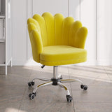 Blue Modern Swivel Office Chair Velvet Upholstered Task Chair Adjustable Height