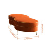 Modern Bench Orange Velvet Upholstered Bench Ottoman Bench Gold Leg Gold Bench