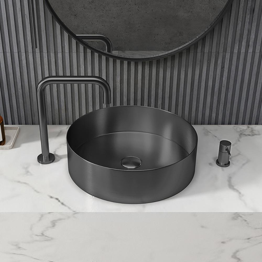 Contemporary Gold Round Stainless Steel Vessel Sink Luxury Wash Sink