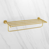 24" Wall Mounted Brass Bathroom Shelf with Towel Rack in Brushed Gold
