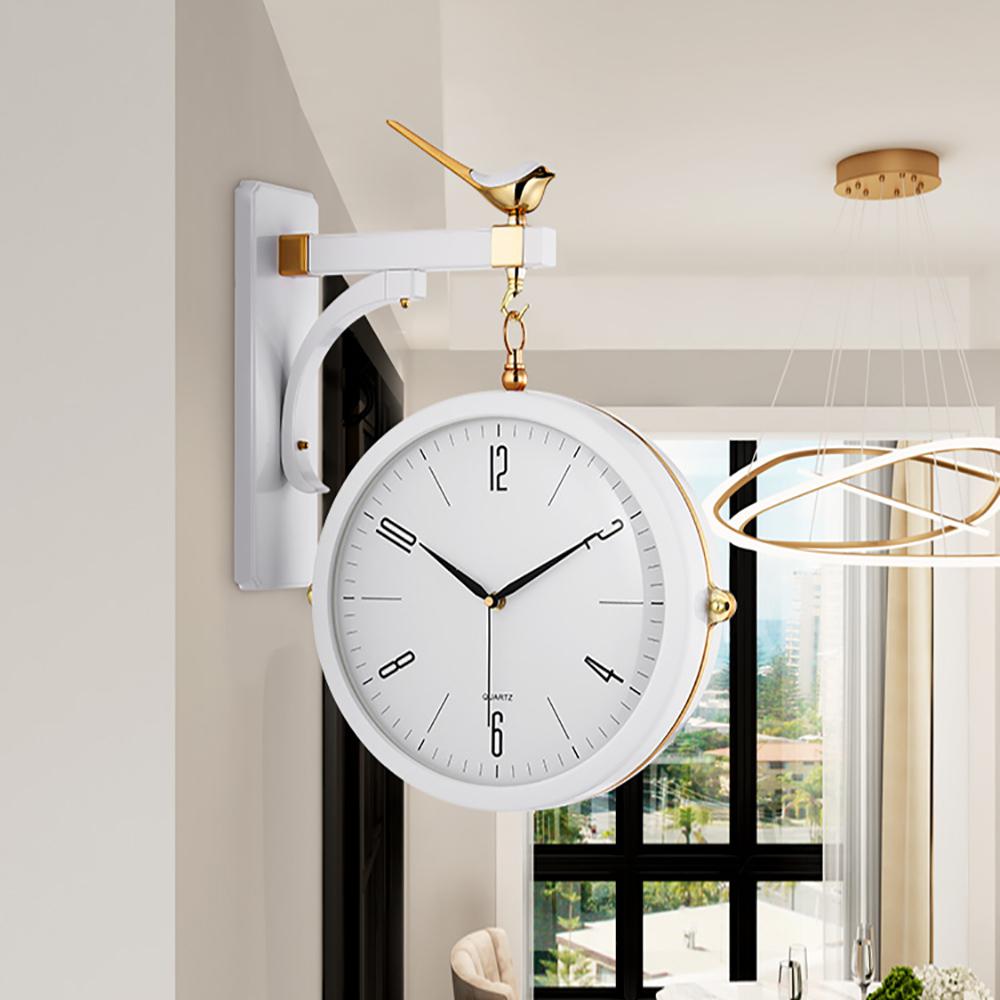 Modern Double-Sided Wall Clock Green Minimalist Hanging Clock