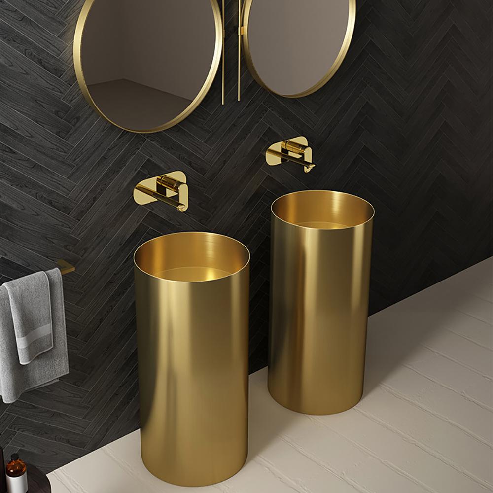 Gold Modern Luxury Round Stainless Steel Sink Pedestal Sink Freestanding