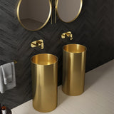Gold Modern Luxury Round Stainless Steel Sink Pedestal Sink Freestanding