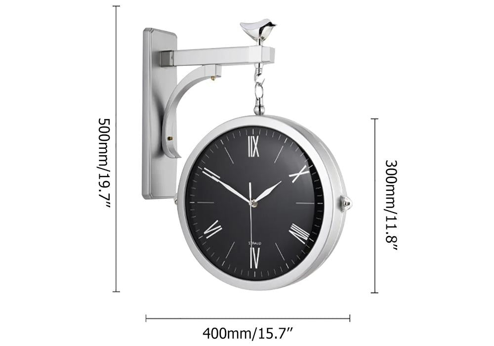 Modern Double-Sided Wall Clock Green Minimalist Hanging Clock