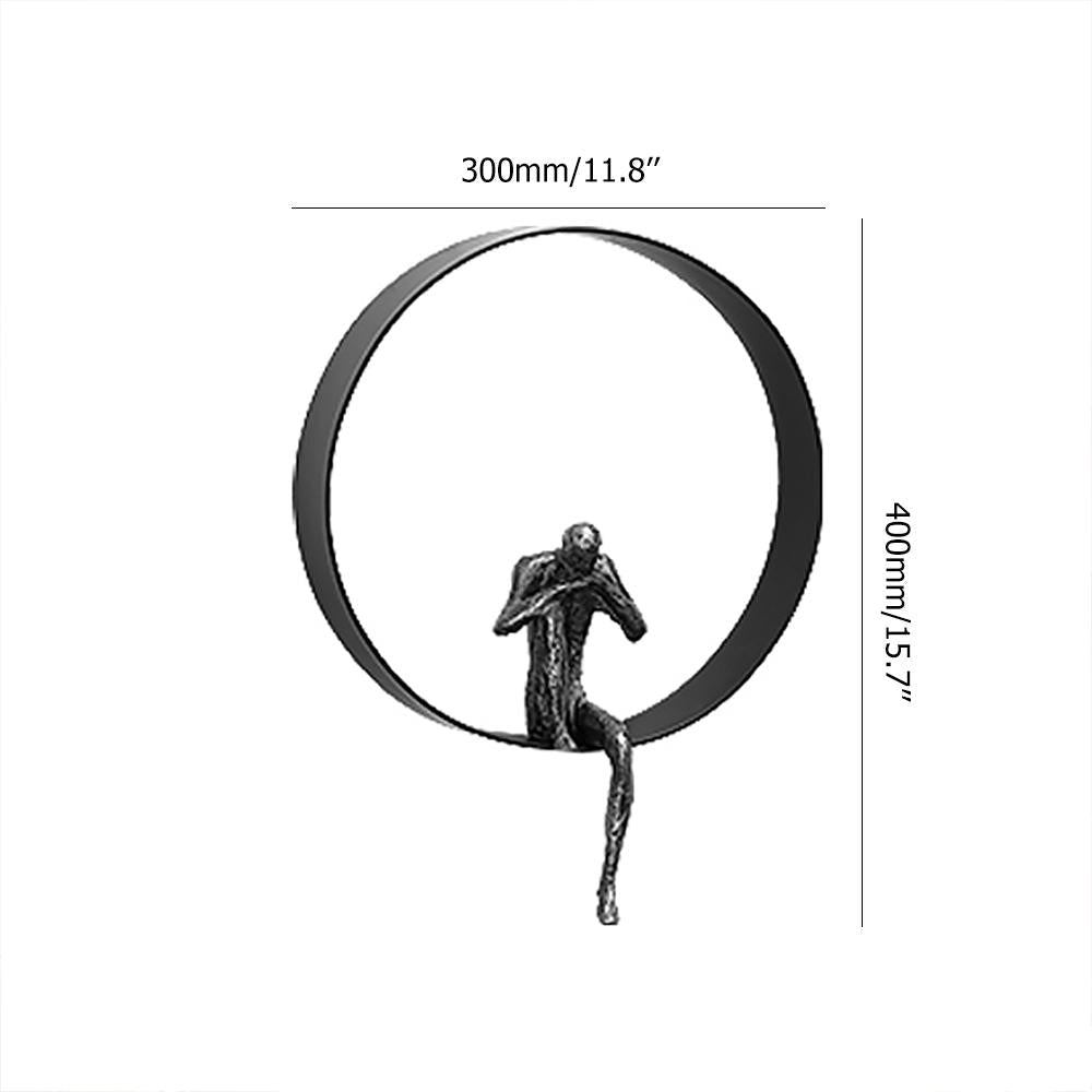 Modern 3D Artistic Figure Metal and Resin Wall Decor in Black
