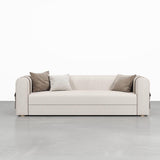 87" Modern White Boucle 3-Seater Sofa Upholstered   Convertible  with Side Storage