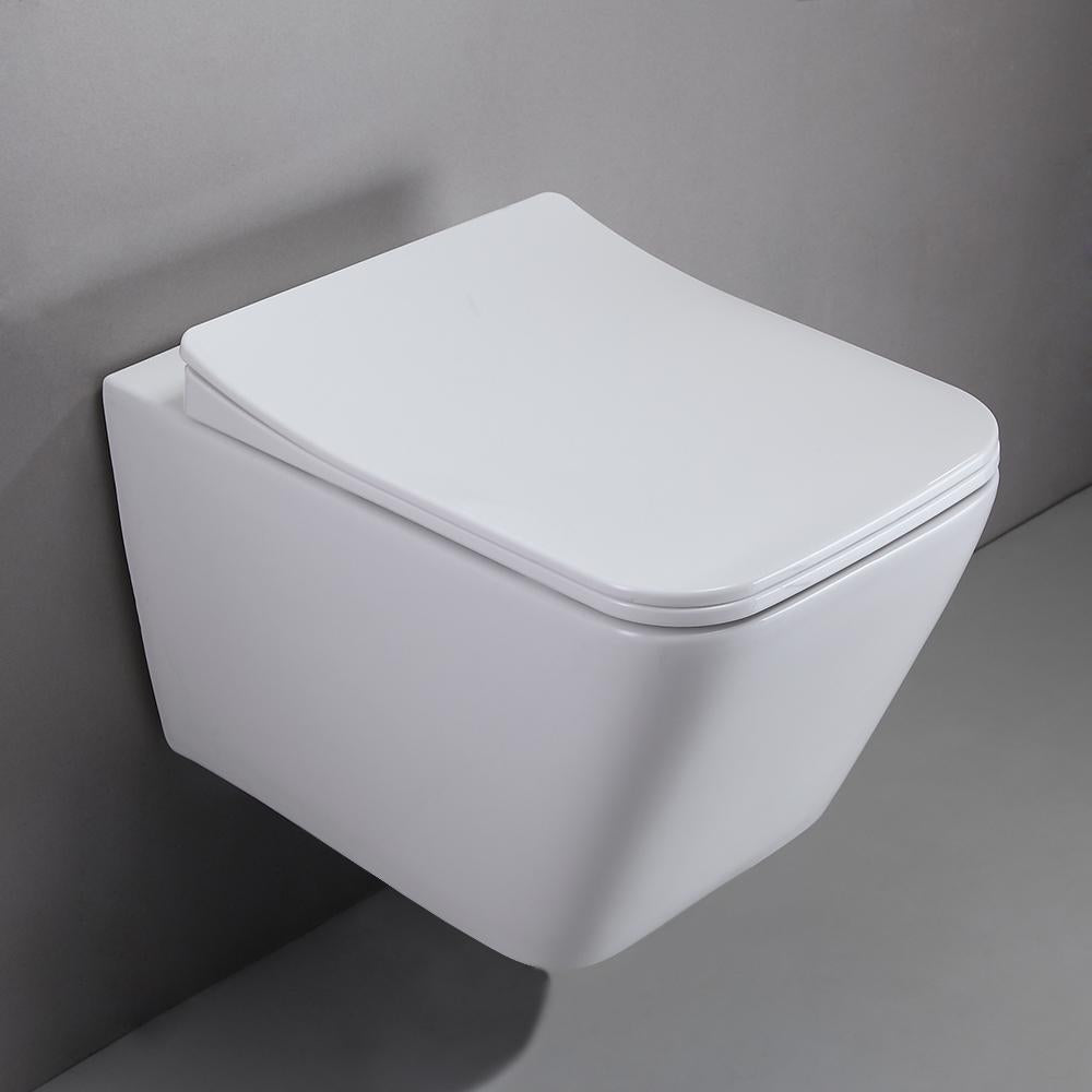 Wall Hung Toilet with In-Wall Tank and Carrier System Elongated 1.1/1.6 GPF Dual Flush in White