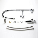 Commercial Pull Down Pre-rinse Spring Sprayer Brushed Nickel Kitchen Sink Faucet with Deck Plate Solid Brass