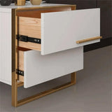 Modern 2 Drawers Black Lacquer Nightstand in Gold