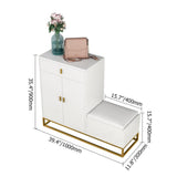 White Shoe Storage Bench 4 Shelves PU Leather Upholstered Shoe with Drawers & Flip Top