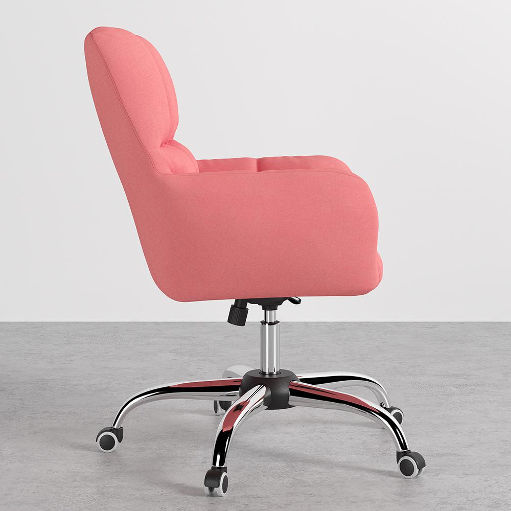 Modern Office Chair Upholstered Cotton & Linen Swivel Task Chair Height Adjustable