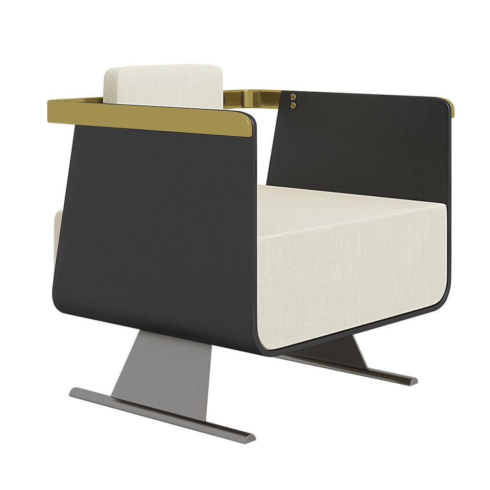 Black Modern Accent Chair Upholstered Cotton & Linen Accent Chair