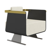 Black Modern Accent Chair Upholstered Cotton & Linen Accent Chair
