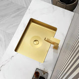 Gold Luxury Stainless Steel Rectangular Sink Undermount Bathroom Wash Sink