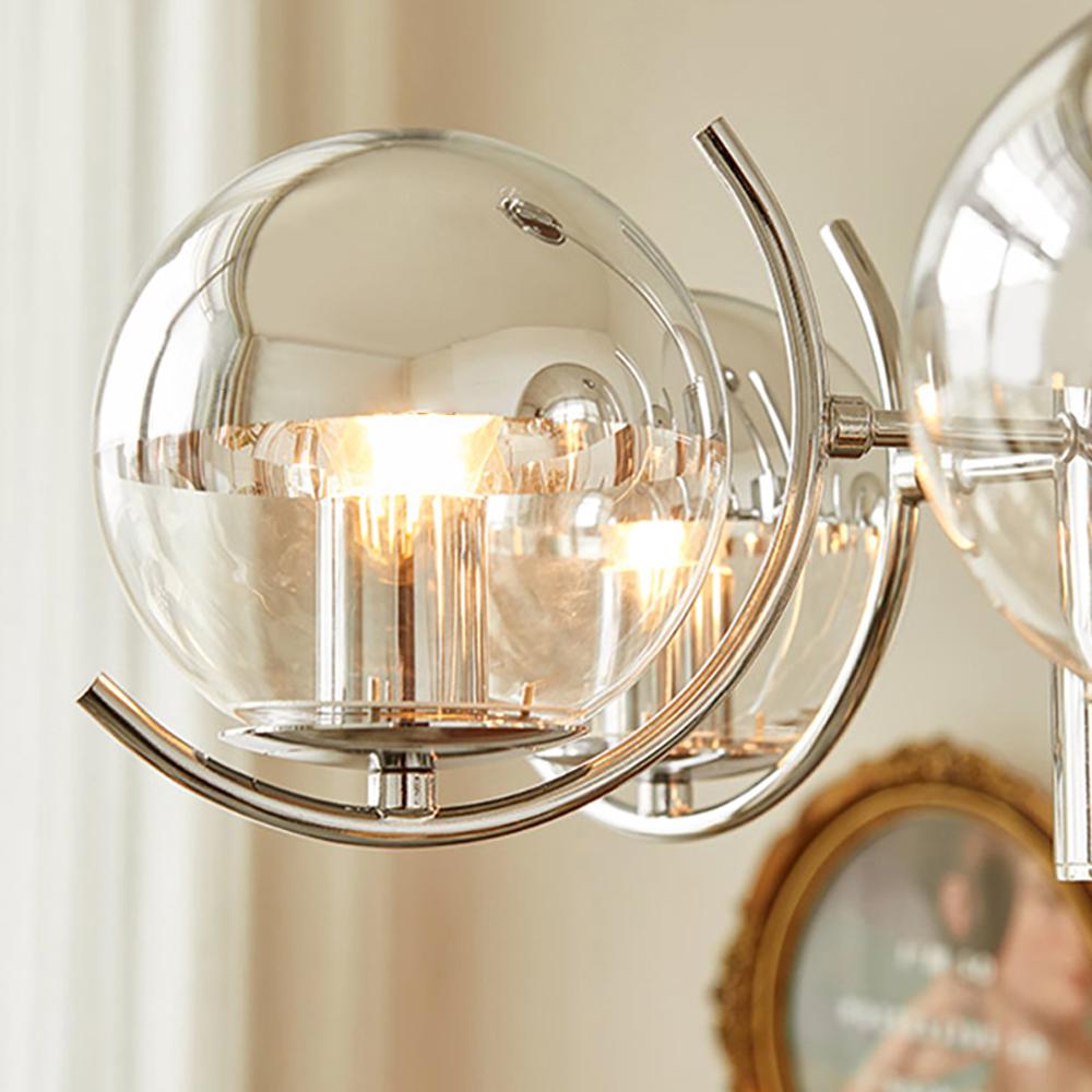 Modern Globe Sputnik Chandelier 5-Light Chrome Glass Ceiling Light