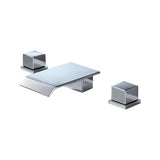 Moda Matte Black Waterfall Widespread Bathroom Sink Faucet Square Double Handle