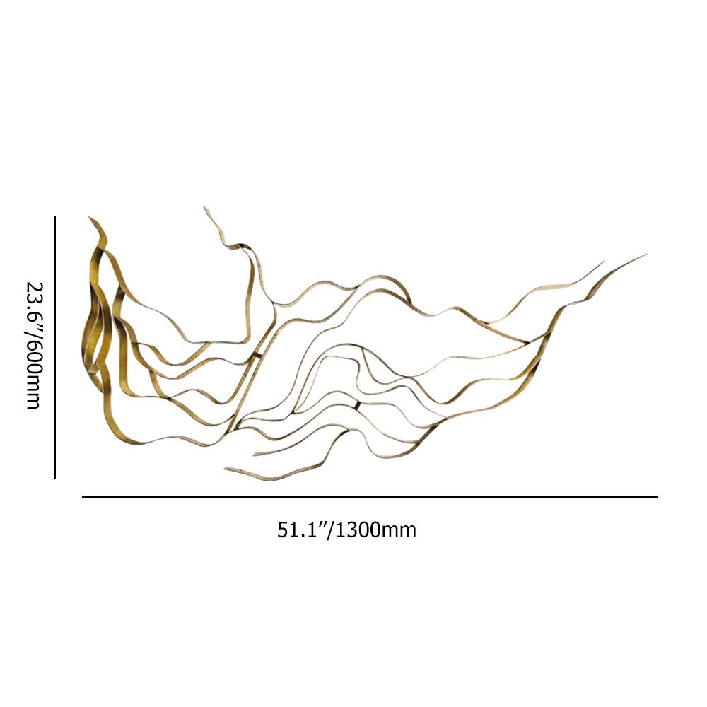 Luxury Abstract Wavy Lines Wall Decor Irregular Metal Wall Art in Gold