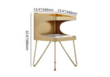 Nordic Gold Metal Nightstand with 2 Shelves and Handle Bedside Table