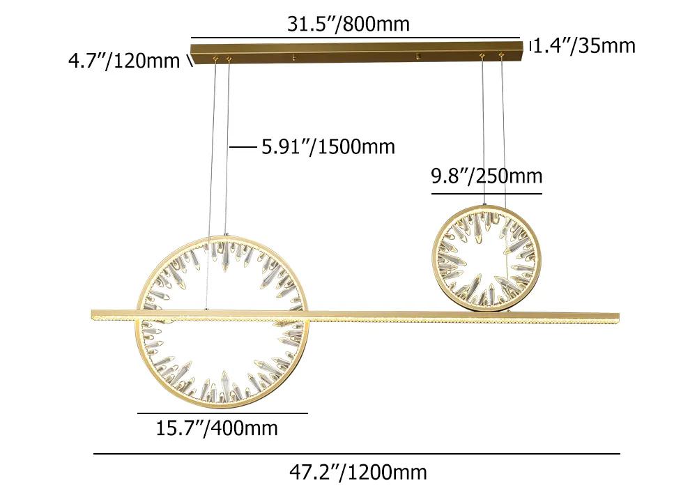 Modern Gold Linear Crystal Kitchen Island Light Metal Geometric Pendant Light