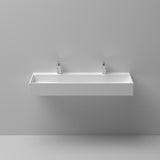 47 Inch Wall-Mount Double Sink Stone Resin Matte White Trough Bathroom Sink