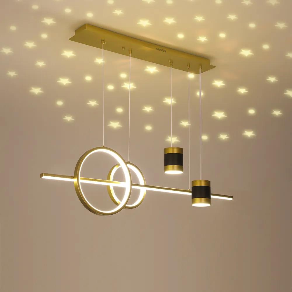 Geometric Black Kitchen Island light Starry Reflection Hanging Light 3-Way Dimmable