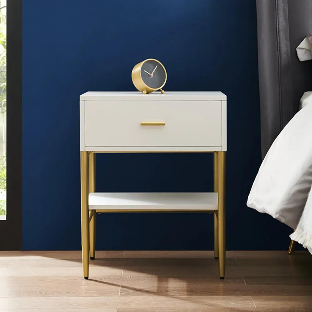 Nordic Blue Nightstand with Drawer & Shelf