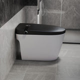 Elongated One-Piece Smart Toilet Floor Mounted Automatic Toilet in Black & Gold Rim
