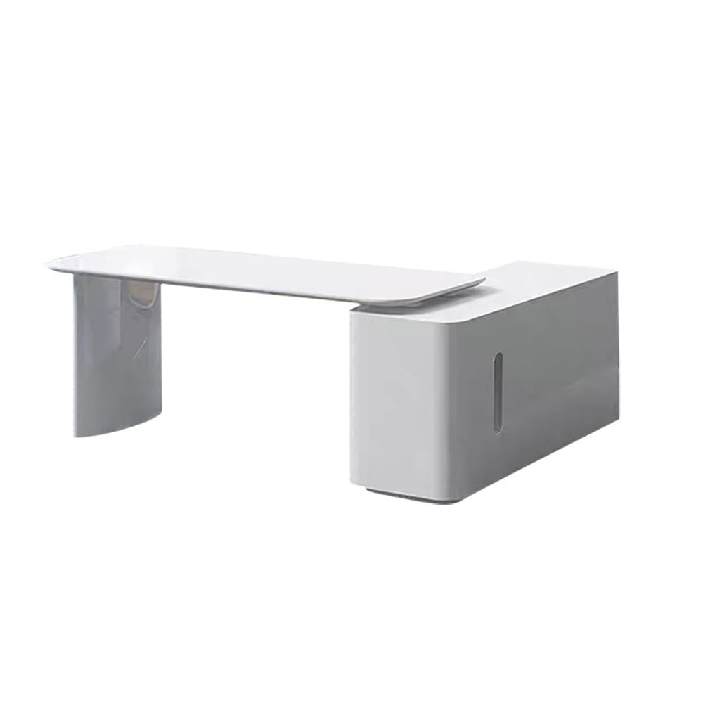 White L-Shape Executive Desk Large Home Office Desk Storage Drawers & Cabinet Right Hand