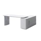 White L-Shape Executive Desk Large Home Office Desk Storage Drawers & Cabinet Right Hand