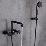 Ruth Industrial Pipe Wall Mounted Bathtub Filler Faucet with Hand Shower Solid Brass