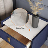 Modern 2 Drawers PU Leather Bedside Table Nightstand with Gold Metal Legs