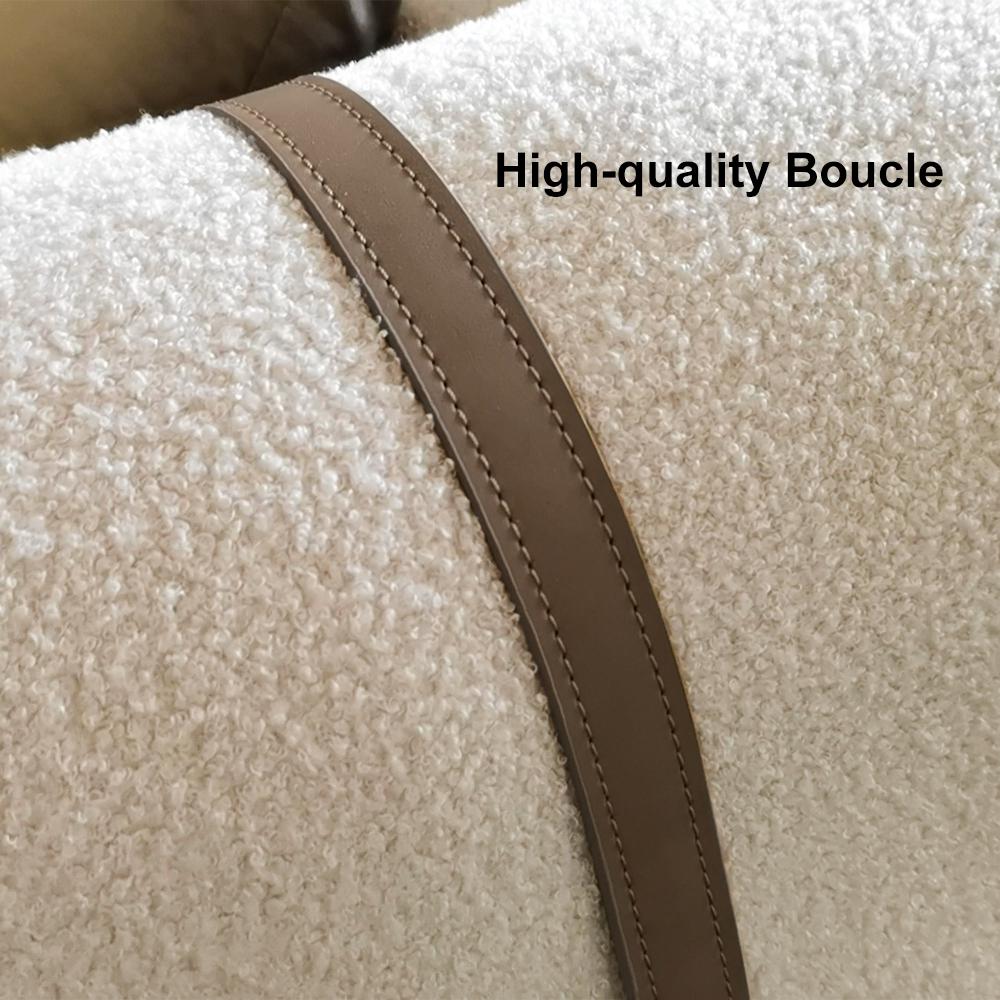 87" Modern White Boucle 3-Seater Sofa Upholstered   Convertible  with Side Storage