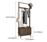 Walnut Classic Clothes Rack with Wood Frame Drawers Included