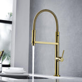 Rose Gold Single Hole High Arc Magnetic Kitchen Faucet Dual-function Spray