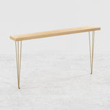 39" Modern Walnut Narrow Rectangular Console Table with Wooden Top Metal Legs