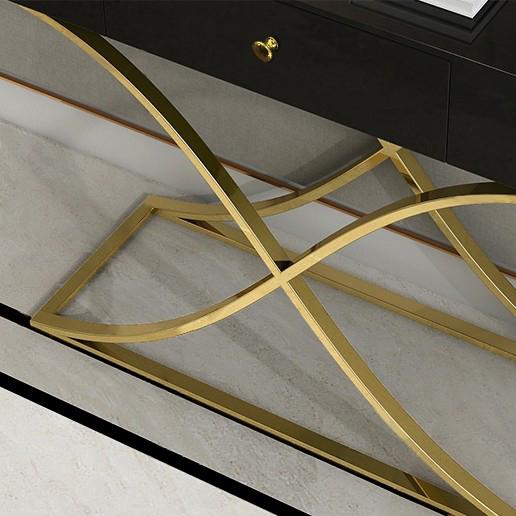 Black Console Table with Drawer Entryway Table Contemporary for Hallway X Gold Base