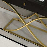 Black Console Table with Drawer Entryway Table Contemporary for Hallway X Gold Base