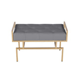31.5'' Modern White Faux Leather Upholstered Bench with Gold Metal Legs