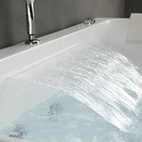 60" Modern Acrylic Rectangular Whirlpool Water Massage Bathtub in Chromatherapy LED