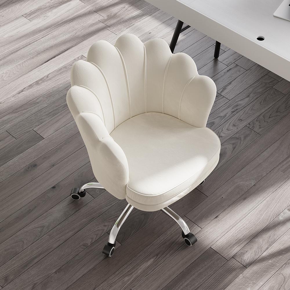 Blue Modern Swivel Office Chair Velvet Upholstered Task Chair Adjustable Height