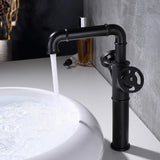 Ruth Industrial Pipe Bathroom Vessel Sink Faucet Matte Black 1-Hole 2-Handle Solid Brass