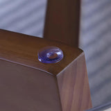 Round Coffee Table in Black & Walnut with Glass Top & Pine Wood Geometric Base