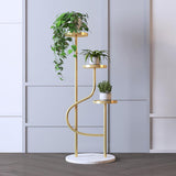 Modern Ladder Plant Stand Unique End Table in Gold Metal