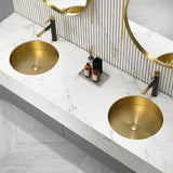 Brushed Gold Modern Luxury Stainless Steel Round Sink Undermount Bathroom Wash Sink