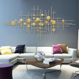 Mid-Century Metal Wall Decor Abstract Bar & Dots Gold Art