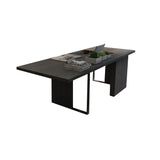 55.1" Black Rectangular Computer Desk with Drawer & Solid Wood Top
