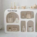 47.2" Art Deco Storage Console Table White Arched Shelves Entryway Cabinet