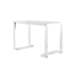 Savea 47.2" Modern Rectangular Clear Tempered Glass Office Writing Desk