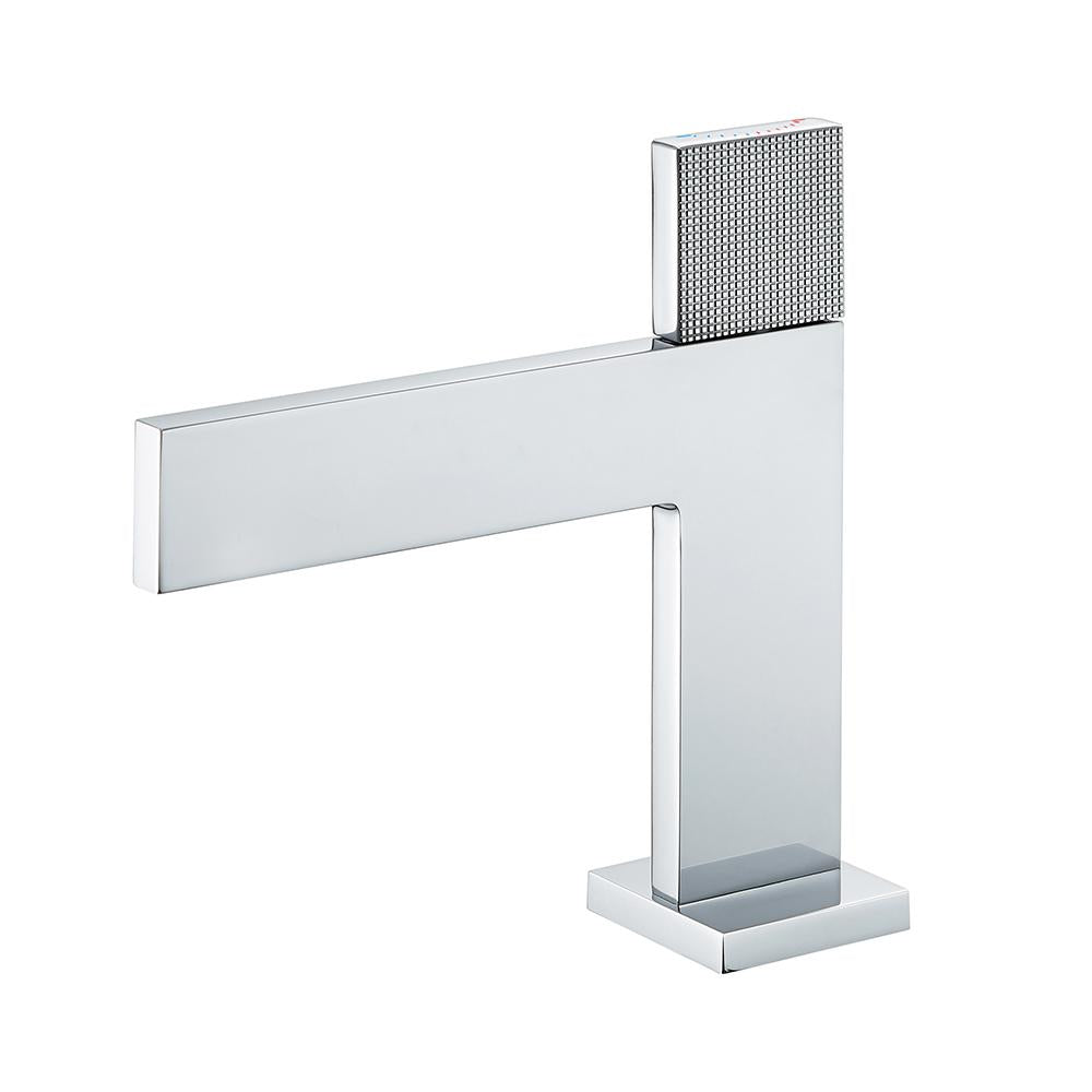Brushed Gold Modern Bathroom Sink Faucet Single Handle 1-Hole Solid Brass